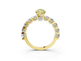 Yellow gold Round Diamond Side Stone Engagement Ring with Six-Prong Setting_3