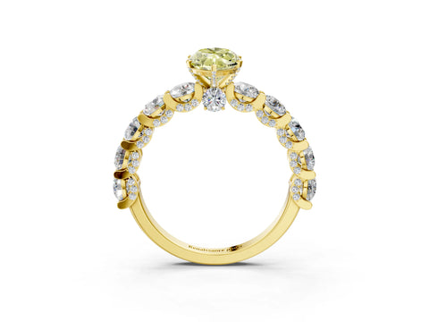 Yellow gold Round Diamond Side Stone Engagement Ring with Six-Prong Setting_3