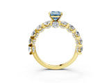 Yellow gold Round Diamond Side Stone Engagement Ring with Six-Prong Setting_3