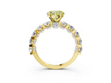 Yellow gold Round Diamond Side Stone Engagement Ring with Six-Prong Setting_3