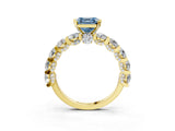 Yellow gold Round Diamond Side Stone Engagement Ring with Six-Prong Setting_3