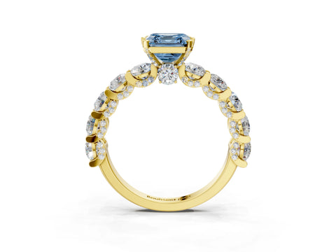 Yellow gold Round Diamond Side Stone Engagement Ring with Six-Prong Setting_3