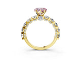 Yellow gold Round Diamond Side Stone Engagement Ring with Six-Prong Setting_3