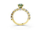 Yellow gold Round Diamond Side Stone Engagement Ring with Six-Prong Setting_3