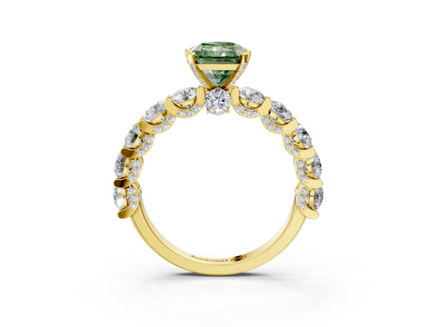 Yellow gold Round Diamond Side Stone Engagement Ring with Six-Prong Setting_3