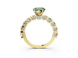 Yellow gold Round Diamond Side Stone Engagement Ring with Six-Prong Setting_3