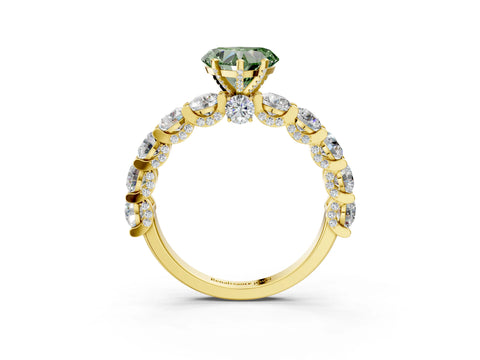 Yellow gold Round Diamond Side Stone Engagement Ring with Six-Prong Setting_3