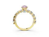 Yellow gold Round Diamond Side Stone Engagement Ring with Six-Prong Setting_3