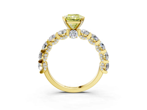 Yellow gold Round Diamond Side Stone Engagement Ring with Six-Prong Setting_3