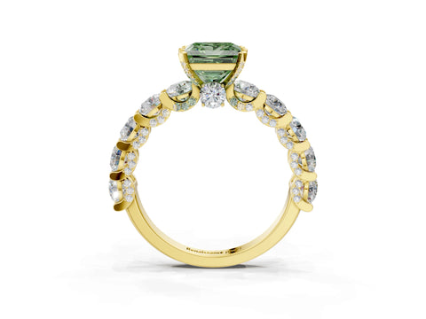 Yellow gold Round Diamond Side Stone Engagement Ring with Six-Prong Setting_3