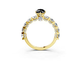 Yellow gold Round Diamond Side Stone Engagement Ring with Six-Prong Setting_3