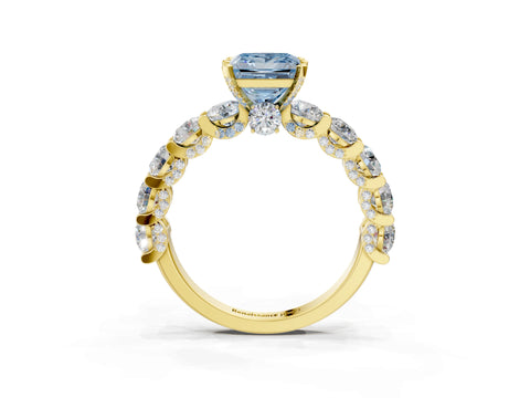 Yellow gold Round Diamond Side Stone Engagement Ring with Six-Prong Setting_3