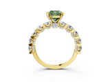 Yellow gold Round Diamond Side Stone Engagement Ring with Six-Prong Setting_3