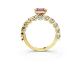 Yellow gold Round Diamond Side Stone Engagement Ring with Six-Prong Setting_3