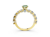Yellow gold Round Diamond Side Stone Engagement Ring with Six-Prong Setting_3