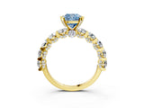 Yellow gold Round Diamond Side Stone Engagement Ring with Six-Prong Setting_3