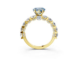 Yellow gold Round Diamond Side Stone Engagement Ring with Six-Prong Setting_3