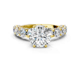 Yellow gold Round Diamond Side Stone Engagement Ring with Six-Prong Setting_40