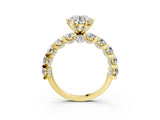 Yellow gold Round Diamond Side Stone Engagement Ring with Six-Prong Setting_43