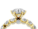 Yellow gold Round Diamond Side Stone Engagement Ring with Six-Prong Setting_44