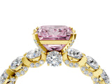 Yellow gold Round Diamond Side Stone Engagement Ring with Six-Prong Setting_4