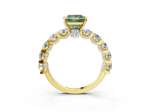 Yellow gold Round Diamond Side Stone Engagement Ring with Six-Prong Setting_4