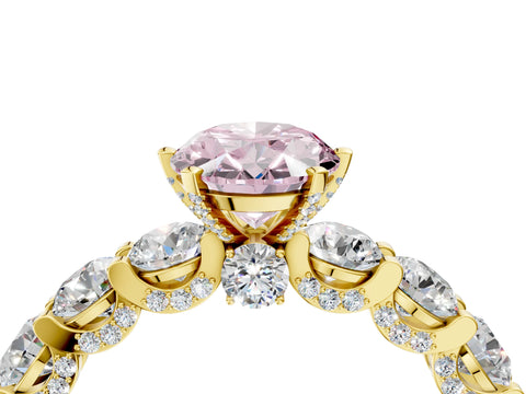 Yellow gold Round Diamond Side Stone Engagement Ring with Six-Prong Setting_4
