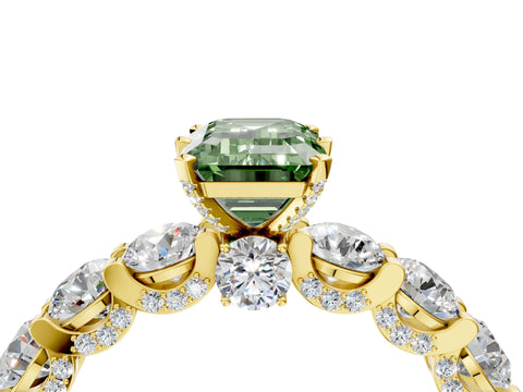 Yellow gold Round Diamond Side Stone Engagement Ring with Six-Prong Setting_4