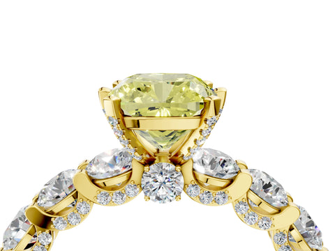 Yellow gold Round Diamond Side Stone Engagement Ring with Six-Prong Setting_4