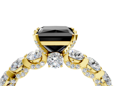 Yellow gold Round Diamond Side Stone Engagement Ring with Six-Prong Setting_4