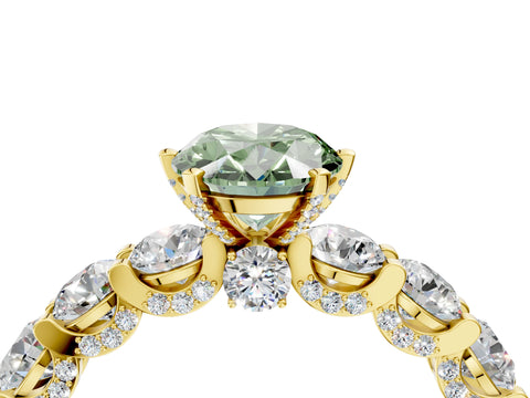 Yellow gold Round Diamond Side Stone Engagement Ring with Six-Prong Setting_4