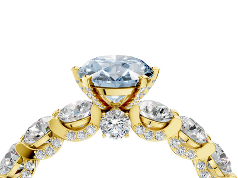 Yellow gold Round Diamond Side Stone Engagement Ring with Six-Prong Setting_4