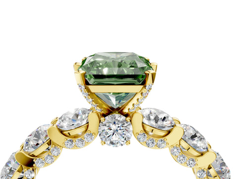 Yellow gold Round Diamond Side Stone Engagement Ring with Six-Prong Setting_4