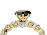 Yellow gold Round Diamond Side Stone Engagement Ring with Six-Prong Setting_4