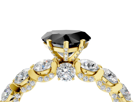 Yellow gold Round Diamond Side Stone Engagement Ring with Six-Prong Setting_4