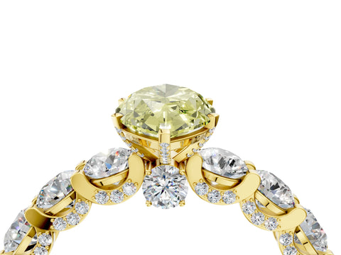 Yellow gold Round Diamond Side Stone Engagement Ring with Six-Prong Setting_4