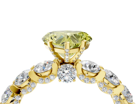 Yellow gold Round Diamond Side Stone Engagement Ring with Six-Prong Setting_4