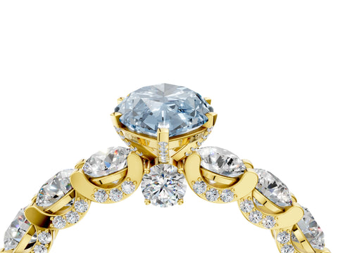 Yellow gold Round Diamond Side Stone Engagement Ring with Six-Prong Setting_4