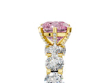 Yellow gold Round Diamond Side Stone Engagement Ring with Six-Prong Setting_5