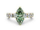 Yellow gold Round Diamond Side Stone Engagement Ring with Six-Prong Setting