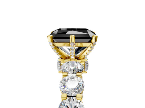 Yellow gold Round Diamond Side Stone Engagement Ring with Six-Prong Setting_5