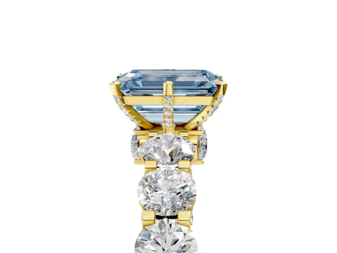 Yellow gold Round Diamond Side Stone Engagement Ring with Six-Prong Setting_5