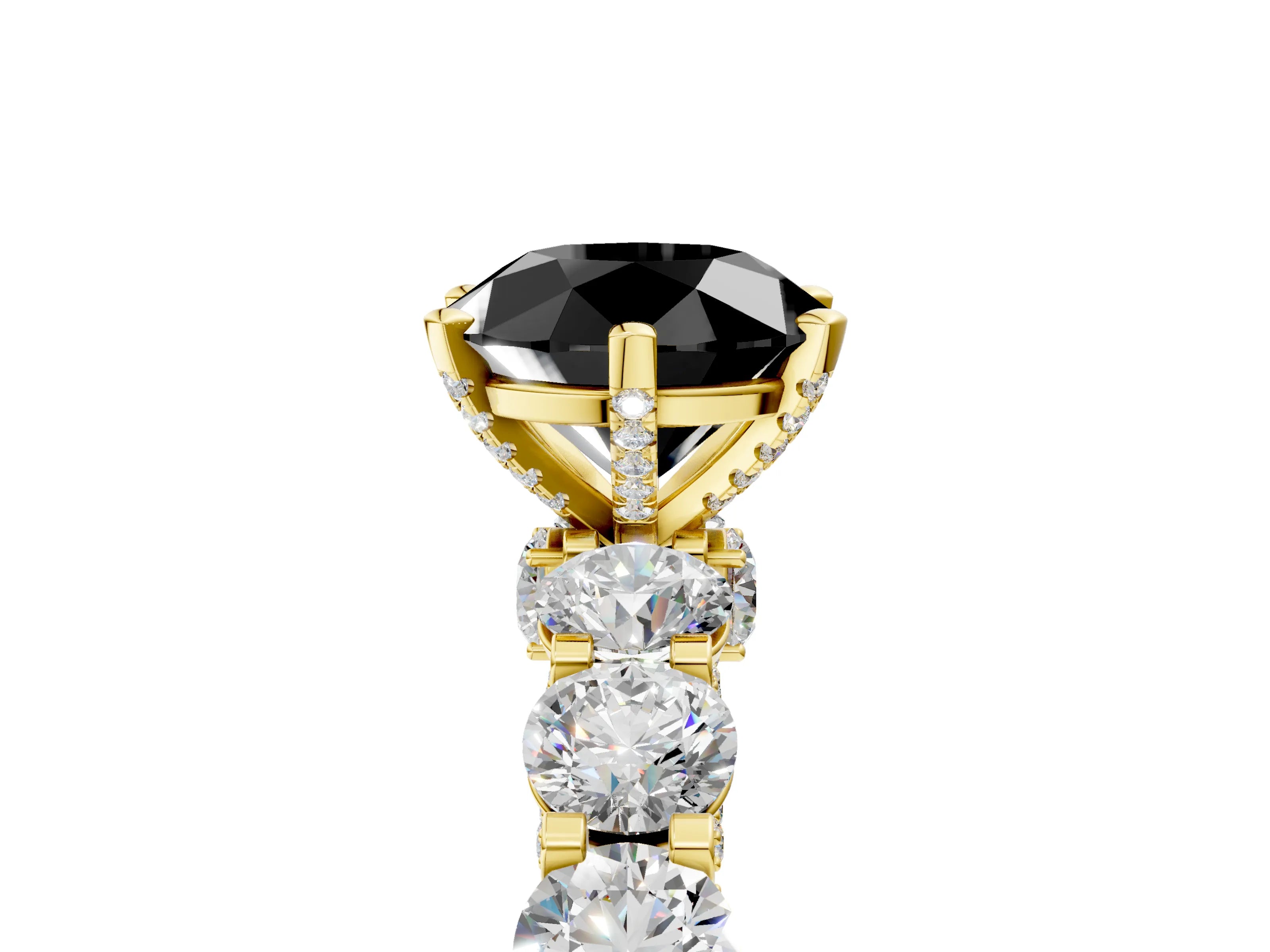Yellow gold Round Diamond Side Stone Engagement Ring with Six-Prong Setting_5