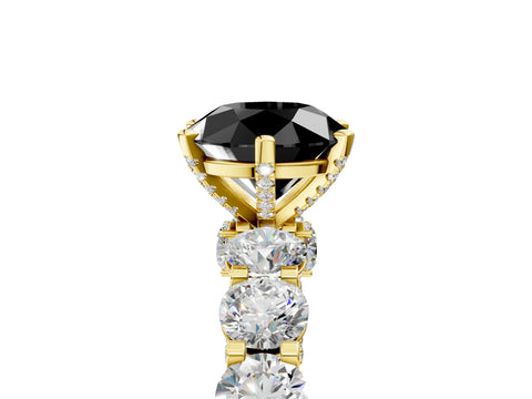 Yellow gold Round Diamond Side Stone Engagement Ring with Six-Prong Setting_5
