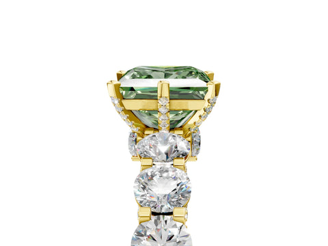Yellow gold Round Diamond Side Stone Engagement Ring with Six-Prong Setting_5