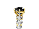 Yellow gold Round Diamond Side Stone Engagement Ring with Six-Prong Setting_5