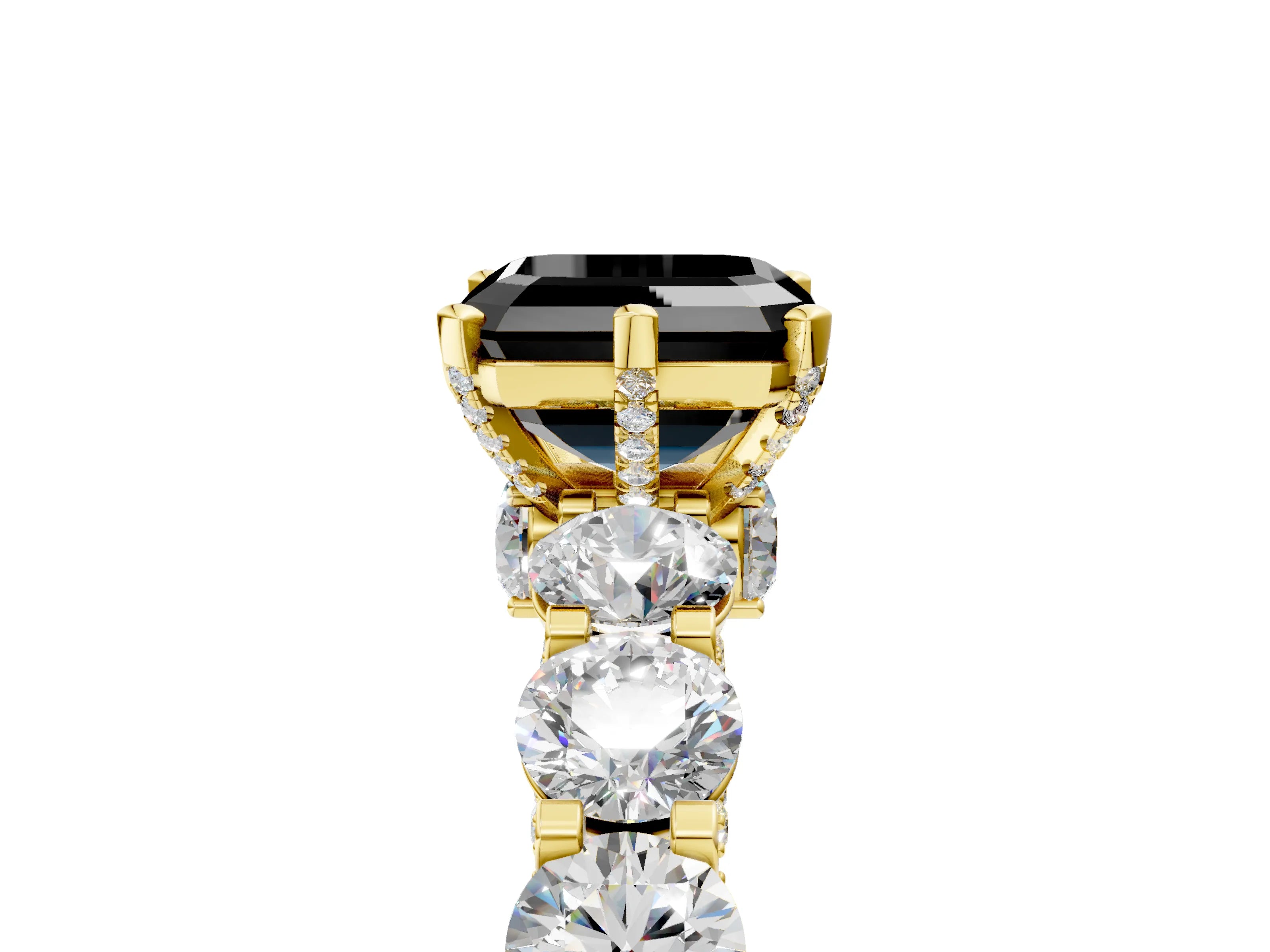 Yellow gold Round Diamond Side Stone Engagement Ring with Six-Prong Setting_5
