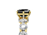 Yellow gold Round Diamond Side Stone Engagement Ring with Six-Prong Setting_5