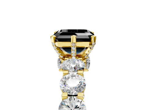 Yellow gold Round Diamond Side Stone Engagement Ring with Six-Prong Setting_5