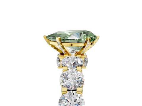 Yellow gold Round Diamond Side Stone Engagement Ring with Six-Prong Setting_5